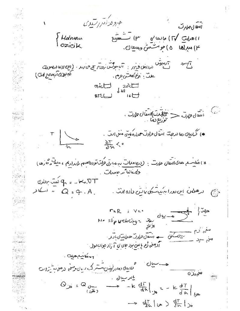 دانلود رایگان جزوه انتقال حرارت (رشته مهندسی شیمی)
