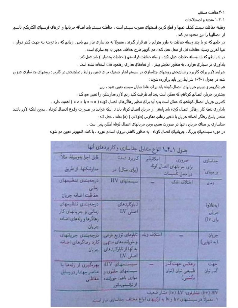 فهرست جزوه حفاظت سیستم های الکتریکی (رشته مهندسی برق)