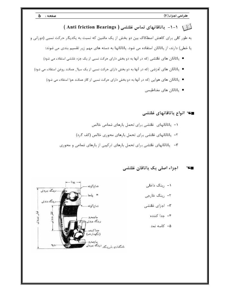 فهرست جزوه طراحی اجزاء ۲