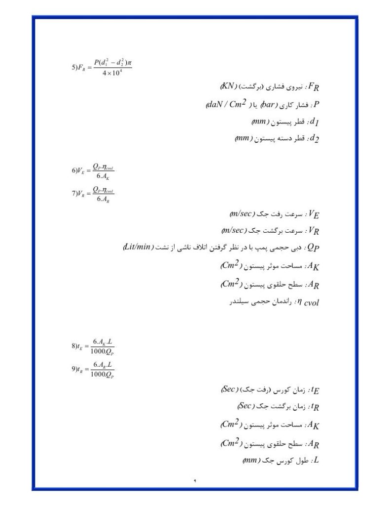 فهرست جزوه طراحی سیستم های هیدرولیک