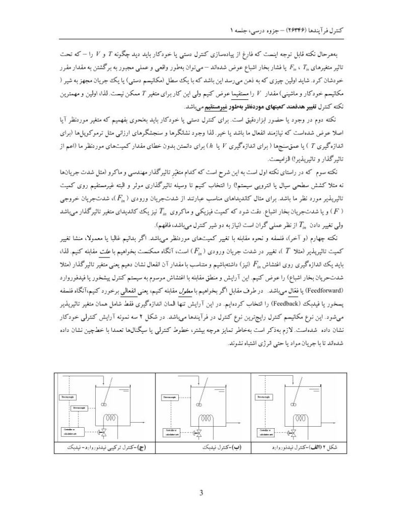 فهرست جزوه ی کنترل فرآیندها (رشته مهندسی شیمی)