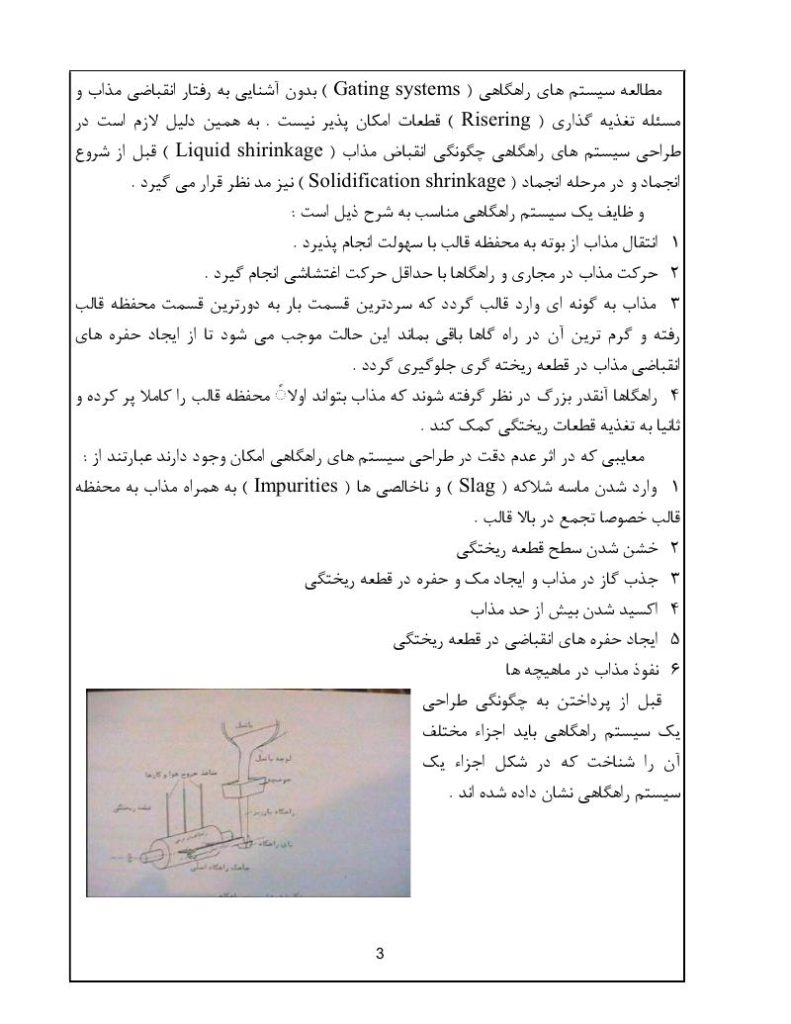 فهرست جزوه مبانی سیستم راهگاهی در چدن ها