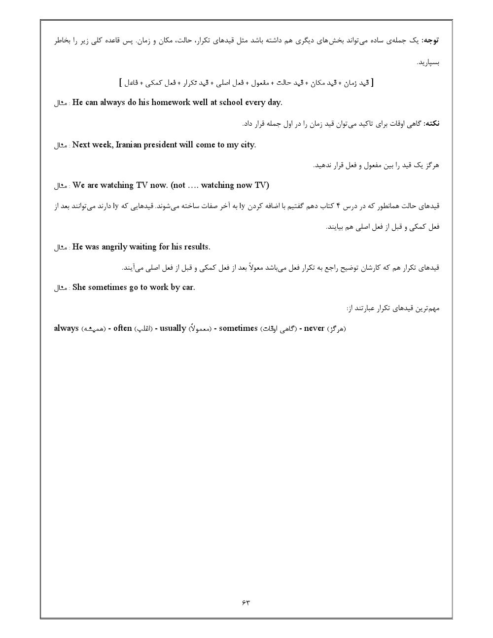 دانلود رایگان جزوه زبان انگلیسی سال یازدهم (کلیه رشته ها)