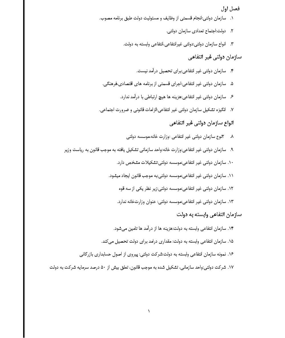 فهرست جزوه حسابداری و حسابرسی دولتی (رشته حسابداری)