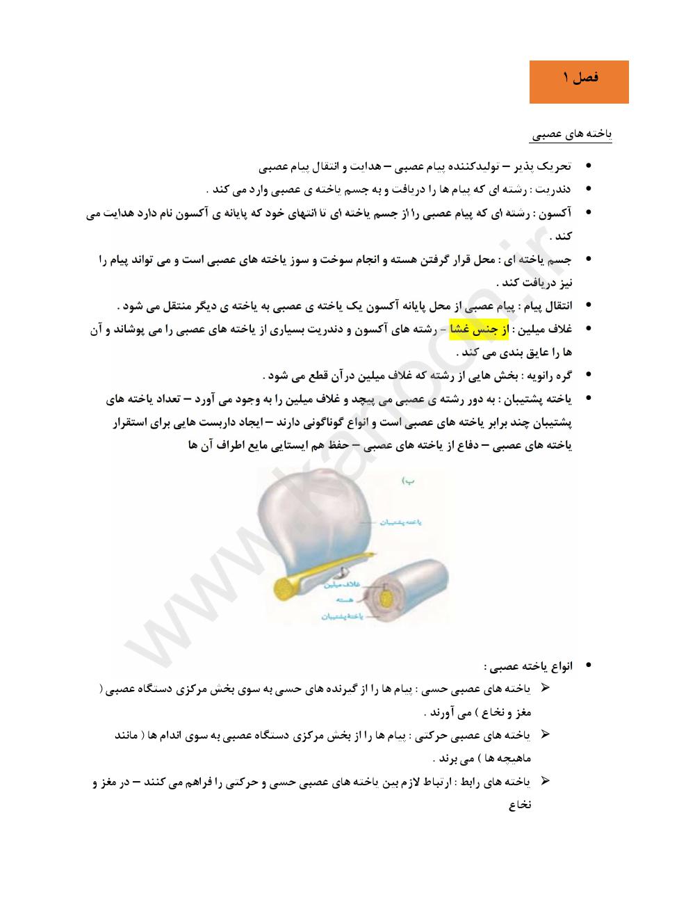 فهرست جزوه زیست شناسی یازدهم